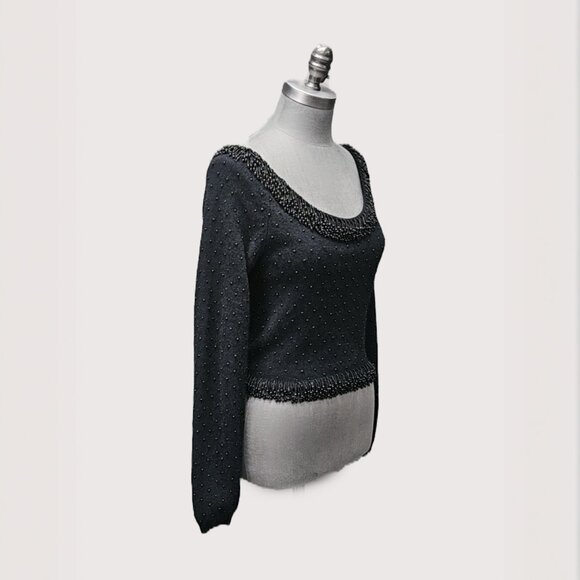 Ports Two Piece Black Angora Beaded Set - Picture 2 of 9